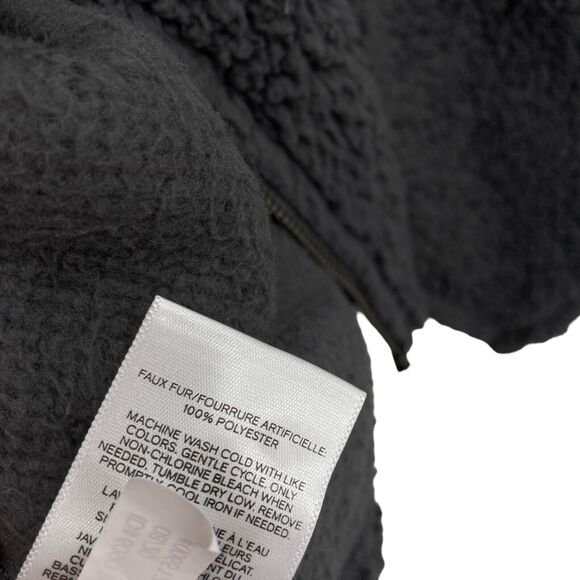 Express Jacket Womens Small Gray Sherpa Faux Long Sleeve Mock Neck Full Zip - Picture 9 of 14